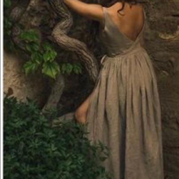 Luxe Provence Marianne Linen Dress-Jamie Beck capsule collection Stone Lg - Picture 4 of 9